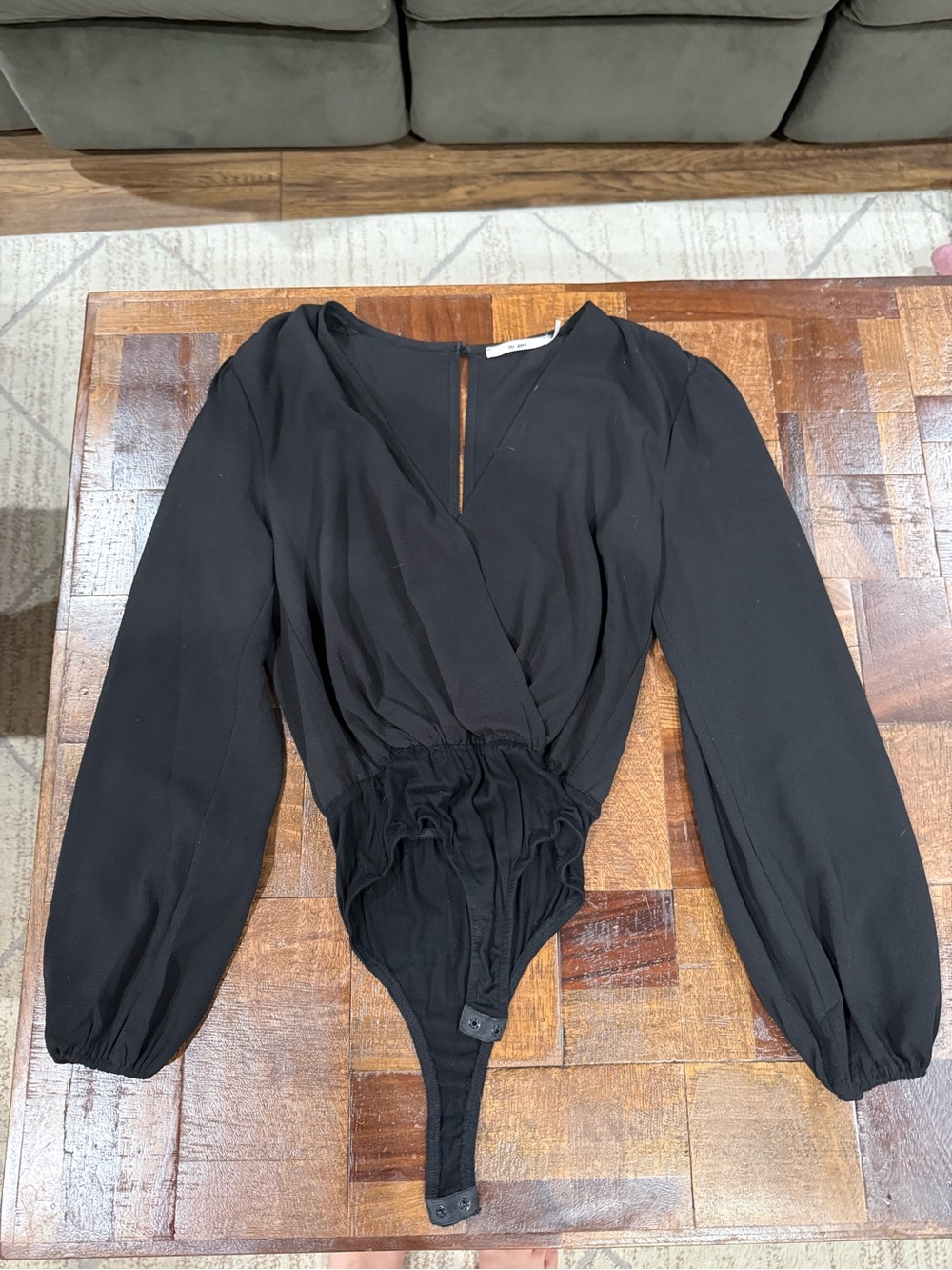 miami Black Long-Sleeve Wrap-Style Bodysuit